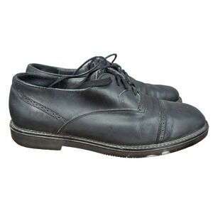 Father And Son Oxford‎ Shoes Mens 10 Black Leather Cap Toe Brogue Dress Shoes